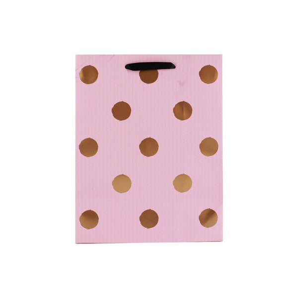 Gift Bag - Pink With Gold Polka Dots Large - KLOSH