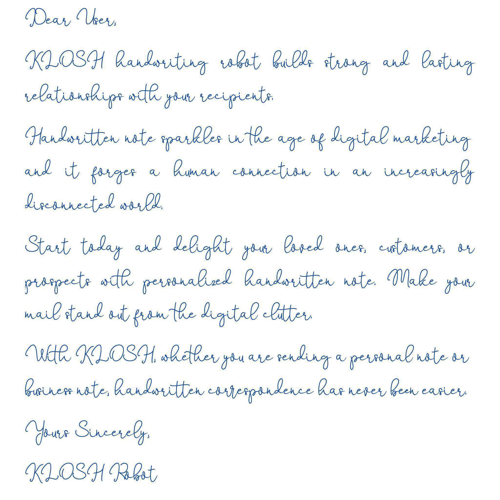 Handwritten Message - KLOSH