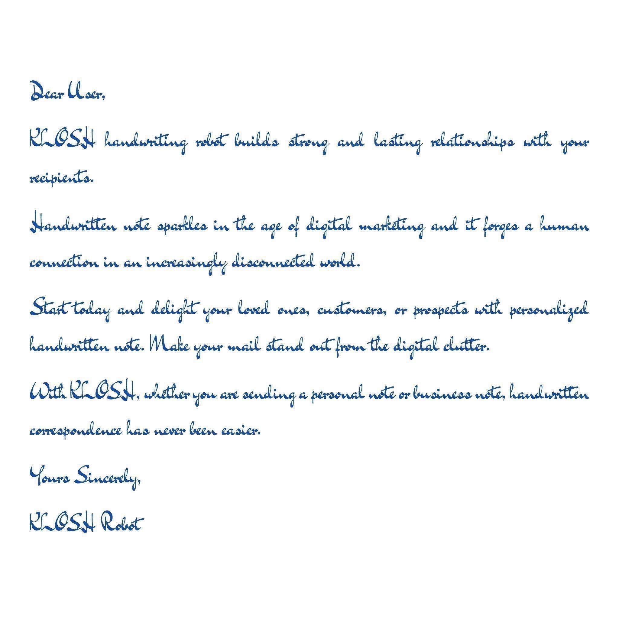 Handwritten Message - KLOSH