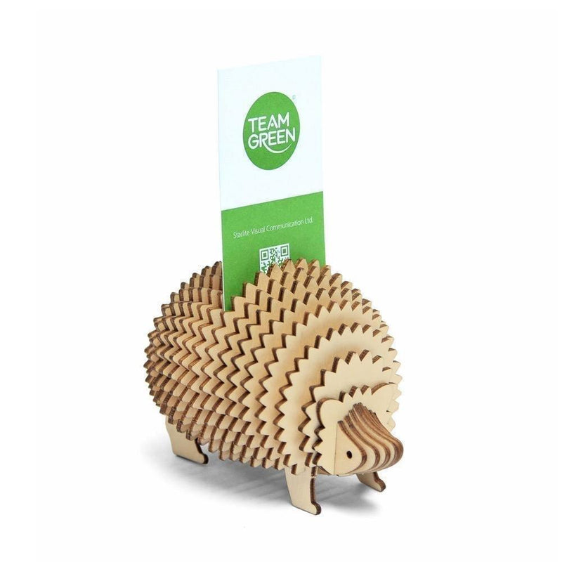 Jigzle Lifestyle Animal 3D Wooden Figurine - Hedgehog Card Holder - KLOSH