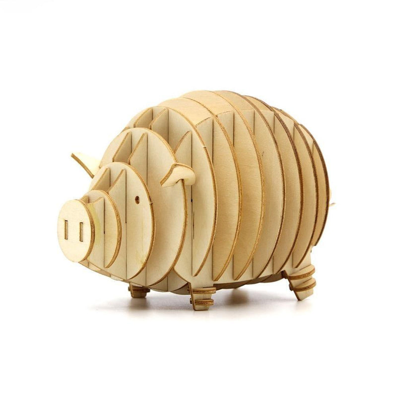 Jigzle Lifestyle Animal 3D Wooden Figurine - Piggy Coinbank (NEW) - KLOSH