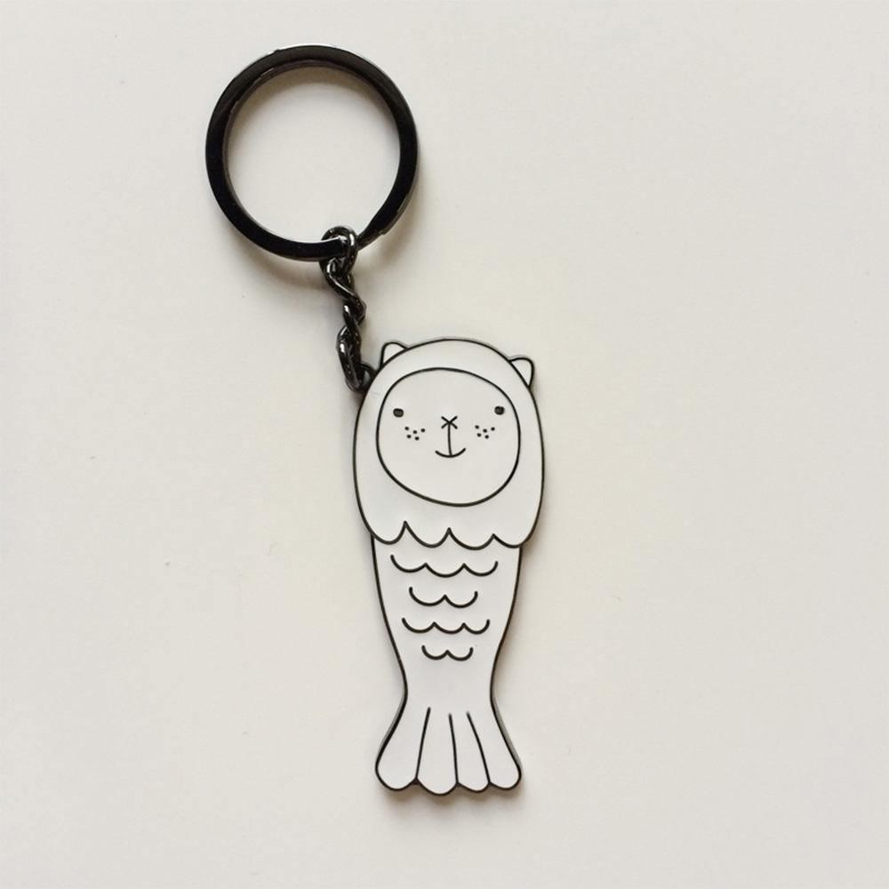 Merlion Chouchou Keychain - Charcoal I Klosh Singapore Souvenirs – KLOSH