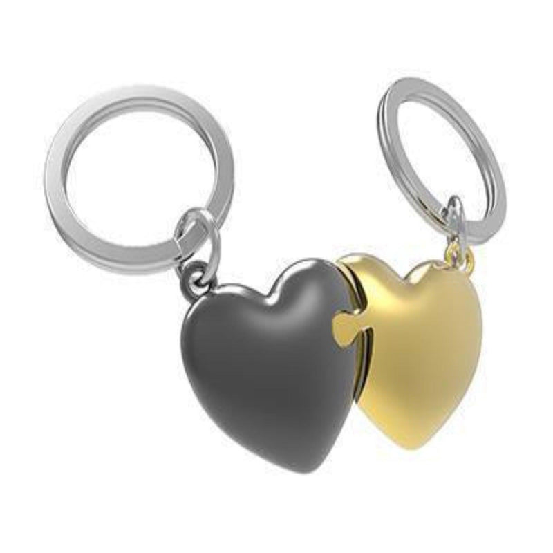 Keyring - Puzzle Heart Gold & Dark Grey - KLOSH