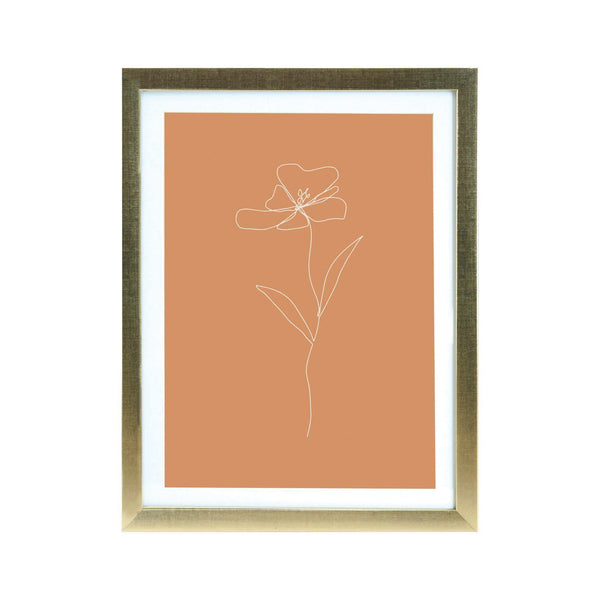 Matt Gold A3 Frame - Burnt Orange Floral Print - KLOSH