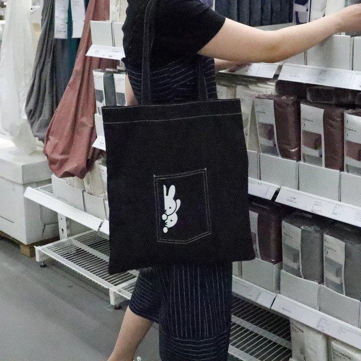 Miffy - Peek Black Denim Tote Bag - KLOSH