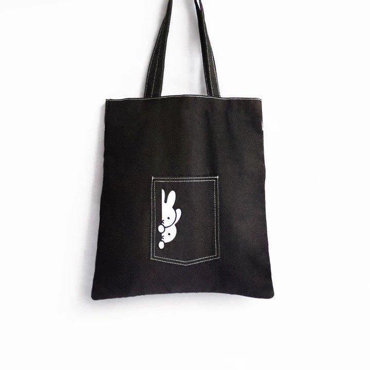 Miffy - Peek Black Denim Tote Bag - KLOSH