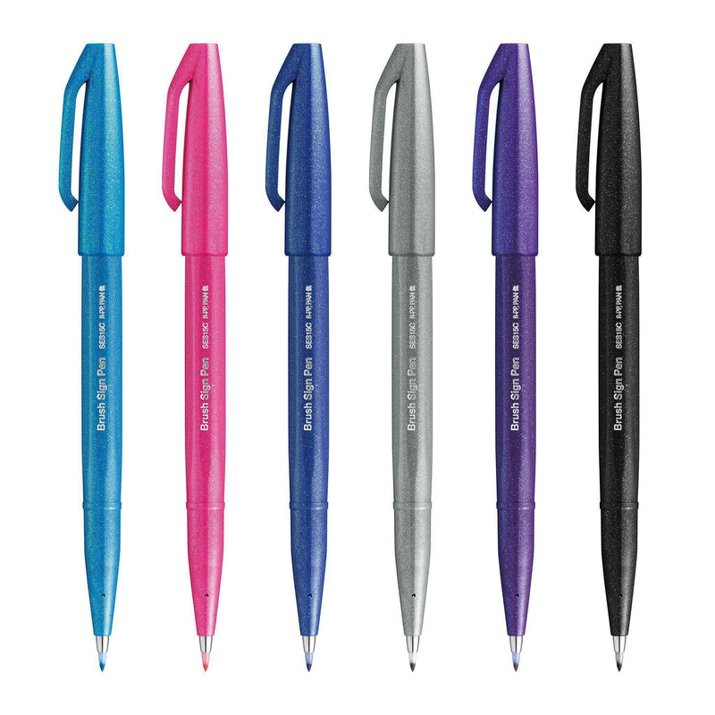 Pentel Brush Sign Pen - Set of 6 - KLOSH