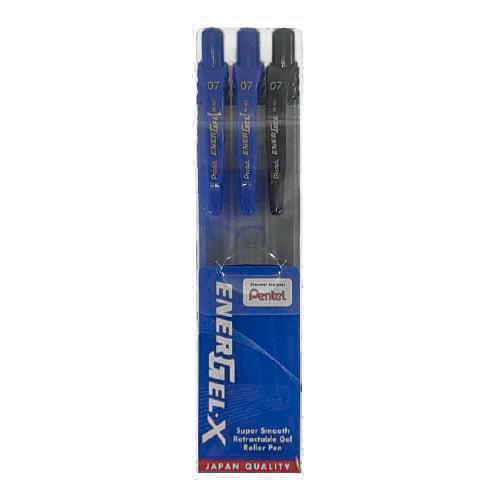 Pentel - Energel-X Gel Roller Pen 0.7mm (3 Pen Set) (2 Blue, 1 Black) - KLOSH