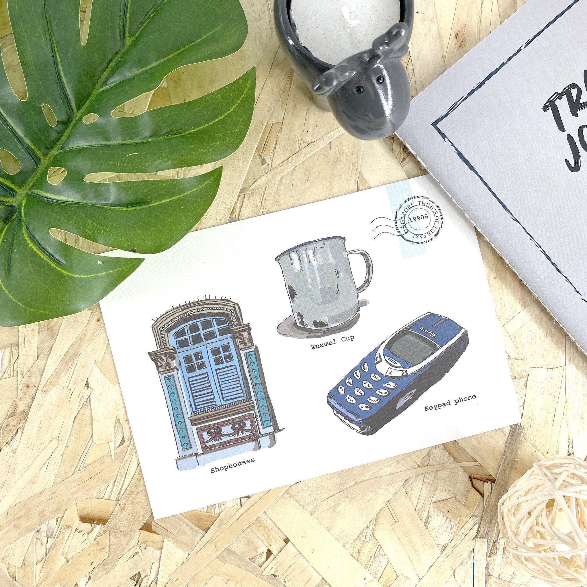 Postcard - Singapore Memories Retro Blue - KLOSH