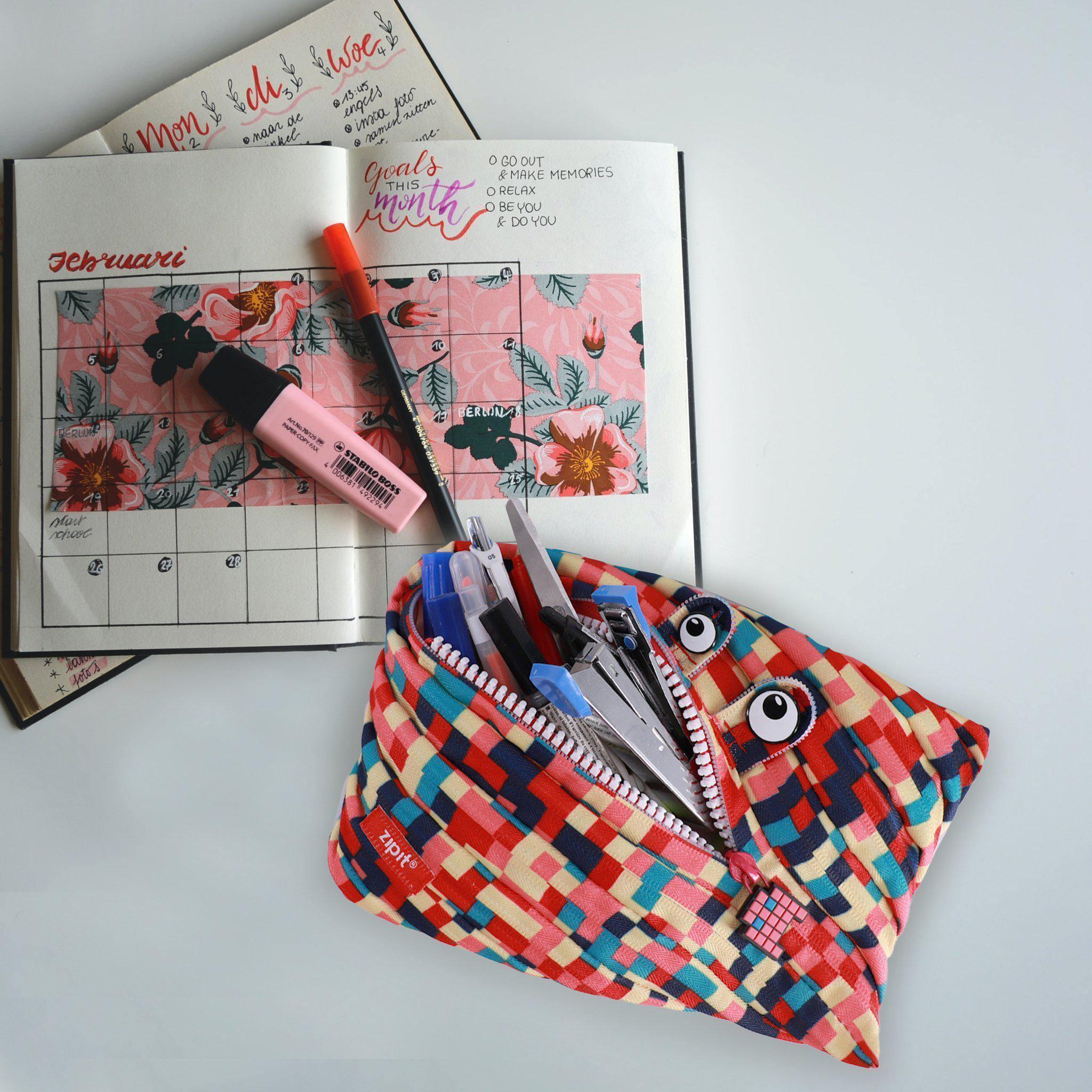 Pouches - Pixel Monster Jumbo Blue & Red - KLOSH