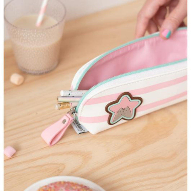 Pusheen The Cat Pink/Green Pastel Pencil Case Makeup Bag Kawaii