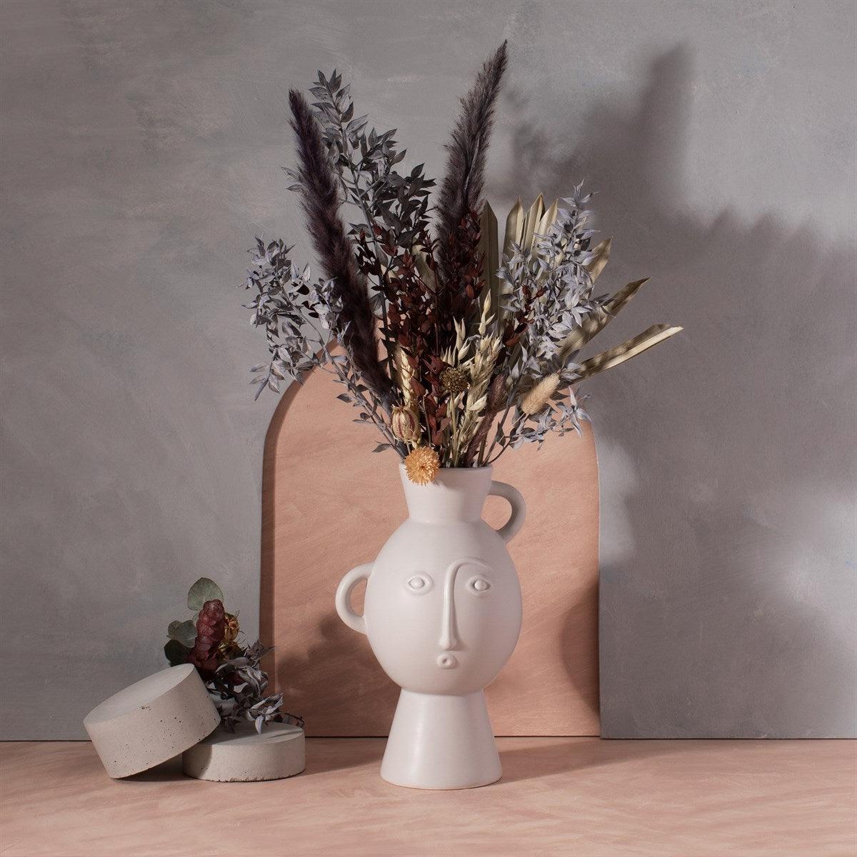 Vase - Amira Face With Handles Matt Grey - KLOSH