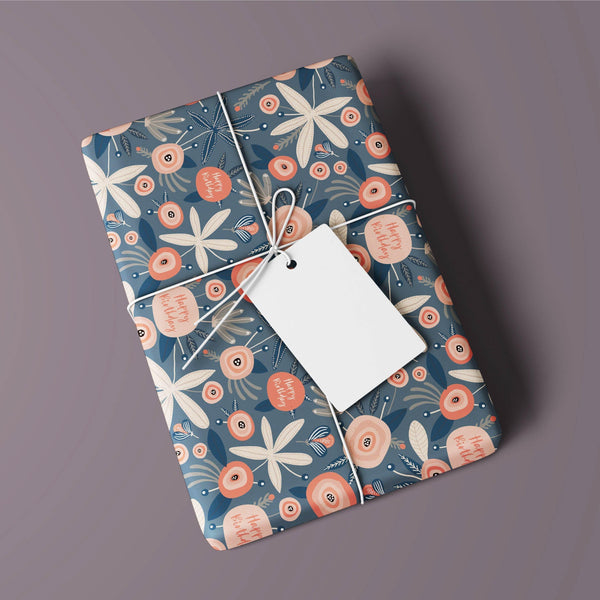 Wrapping Paper - Happy Birthday Flowers - KLOSH