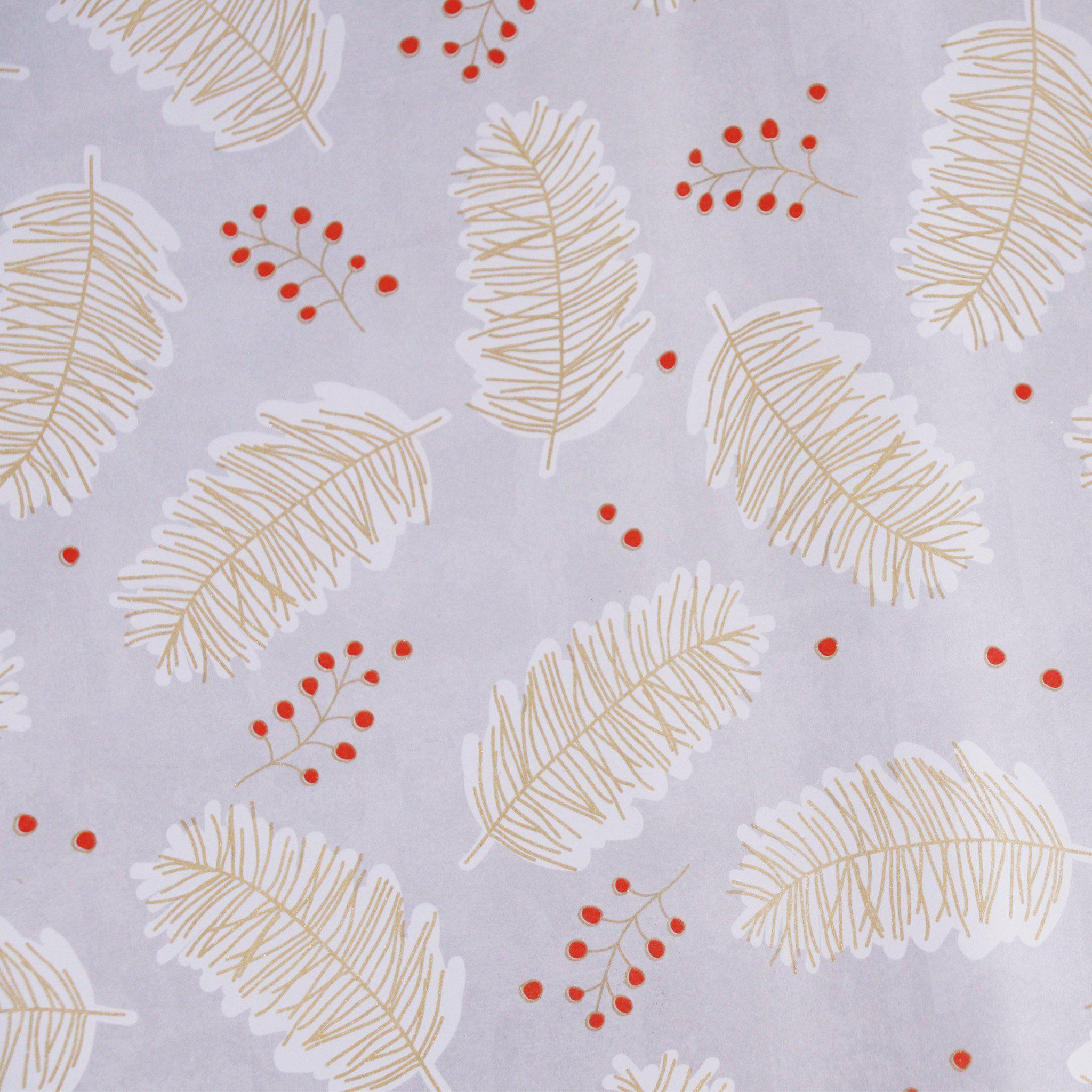 Wrapping Paper - White Feather Glitter - KLOSH