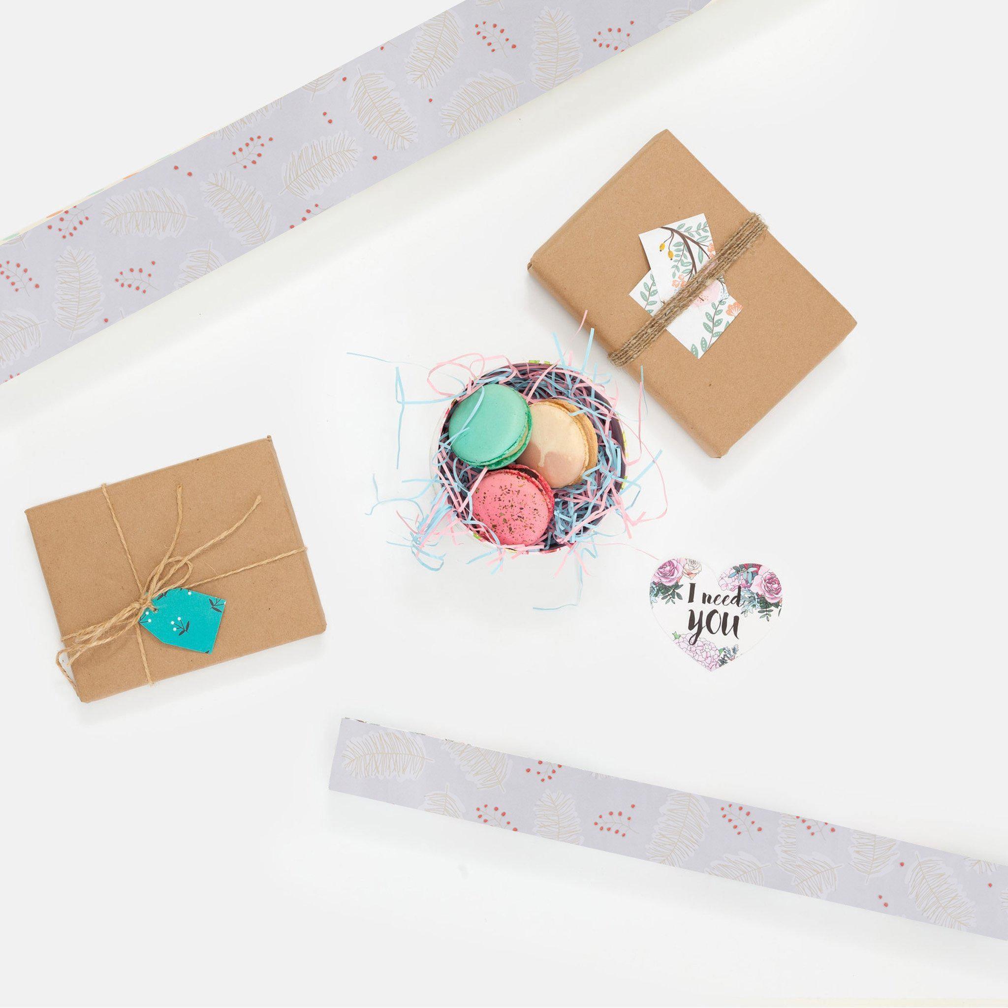 Wrapping Paper - White Feather Glitter - KLOSH